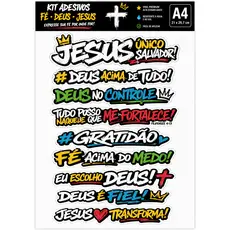 Kit 9/15/21 Adesivos Sticker Jesus Fé Deus Cristão Religioso Vinil Prova Da Água Carro Moto Capacete Notebook
