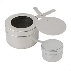 Suporte Queimador de Álcool em Aço Inox com Tampa para Rechaud Buffet Combustível Mesa