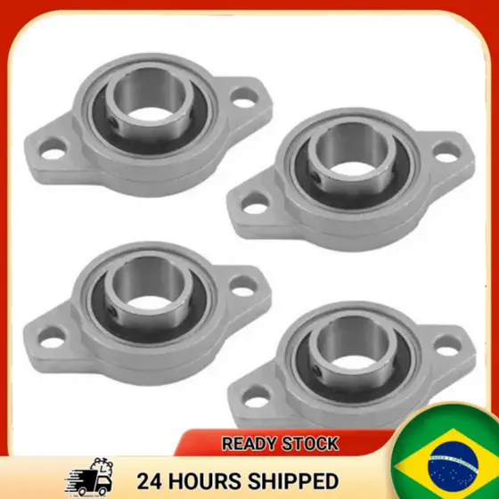 Kit 4 Mancais com Rolamento UF, Suporte de Alumínio para Eixo, Mancal Flange Duplo Furo