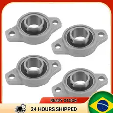 Kit 4 Mancais com Rolamento UF, Suporte de Alumínio para Eixo, Mancal Flange Duplo Furo