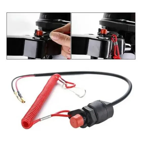 Chave Corta Corrente Cordão Motor De Popa Universal C/ Botão
