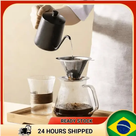 Filtro Café Inox Coador até 6 pessoas Sem Uso Papel Reutilizável Alta Densidade Sem Papel Lavável