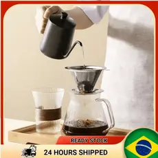 Filtro Café Inox Coador até 6 pessoas Sem Uso Papel Reutilizável Alta Densidade Sem Papel Lavável