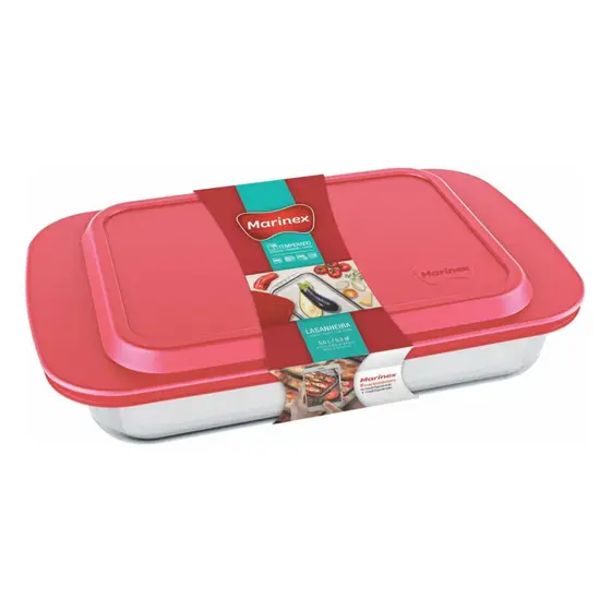 Assadeira de Vidro Lasanheira 5 Lt Com Tampa Plástica