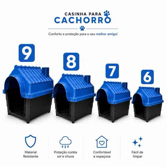 Casinha Casa Plástica Cachorro Porte Grande Médio Pequeno N9 N8 N7 N6