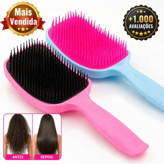 Escova Raquete Curva Desembaraçadora Para Todos os Tipos de Cabelo ENVIO RÁPIDO!!