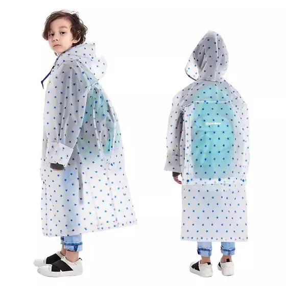 Crianças Estrela Impressão Uma Peça Capa De Chuva Mochila Slot Corpo Inteiro Pesada Escola Roupa