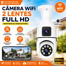 Câmera De Lâmpada WiFi E27 , Lente Dupla , 360 ° , Full HD 1080p , Segurança Doméstica , Visão Noturna , Microfone Embut