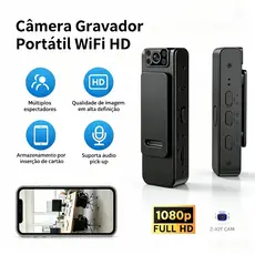 Câmera Clipe Traseiro Mini 1080P HD WiFi Gravador Vídeo Visão Noturna Remota Vigilância