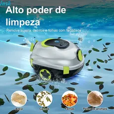 INSE Y20 Robô Limpador Piscina Sem Fio Recarregável Branco & Verde, Limpeza de Piso e Detritos