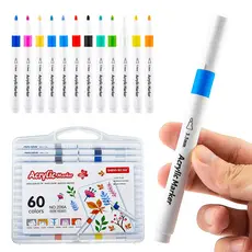 Caneta Marcadora Acrílica para Desenho Artístico de Estudantes, Caneta de Colorir à Prova d'Água com Ponta Dura de Cabeç