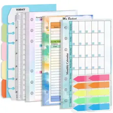 Pacote de acessórios para recarga de caderno de folhas soltas com 6 furos, caderno de planejamento e orçamento, páginas