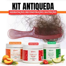 Kit Antiqueda Cronograma Capilar 3 Máscaras Capilar HNR Salão Em Casa Força Brilho Perfume E Maciez