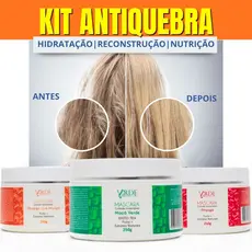 Kit Cronograma Capilar HNR 3 Máscaras Profissionais Salão Em Casa Crescimento Capilar Anti Queda