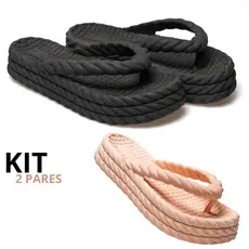 Kit 1 e 2 Pares Tamanco Feminino 3 Trança Dia a Dia