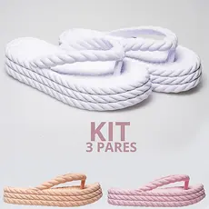 Kit 1 2 e 3 Pares Tamanco 3 Trança Feminino Dia a Dia