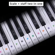 Adesivos de Treinamento para Piano para 37/49/54/61/88 Teclas, Adesivo de Notas para Teclado em PVC Removível