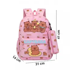 Mochila Escolar Resistente Infantil e Juvenil Capivara Com Estojo #CS006