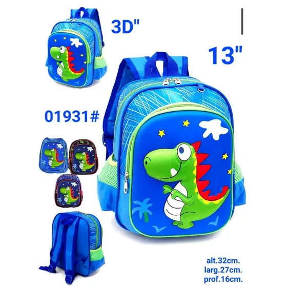 Mochila Escolar Creche Menino, Dinossauro Resistente #01931