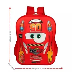 Kit De Mochila + Lancheira Infantil Escolar Carros 3D Alto Relevo