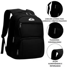 Mochila Impermeavel de Costa Juvenil Cor Preta, Reforçada Unissex KV2401-3
