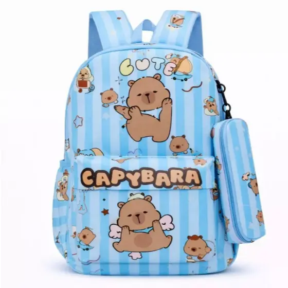 Kit mochila com Estojo Juvenil e Infantil Escolar Capivara CS004