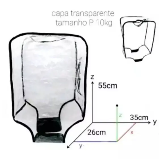 Capa Protetora plastica transparente para mala de viagens resistente Tamano P
