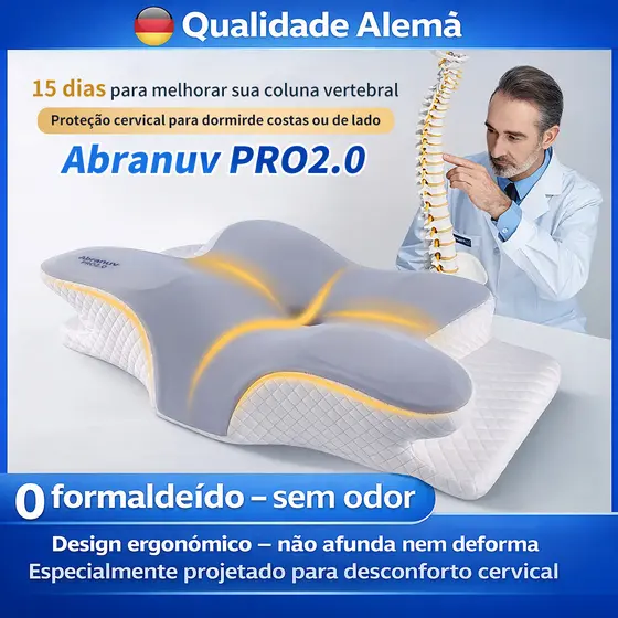 【Abranuv PRO2.0】Travesseiro Cervical Ergonômico Espuma Memory Sono Profundo Sem Insônia S-5431 TOP