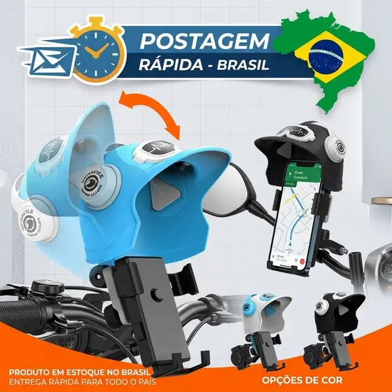Suporte De Celular Para Moto E Bicicleta Com Mini Capacete Navegacao GPS Protetor Solar Guidao Retrovisor Universal