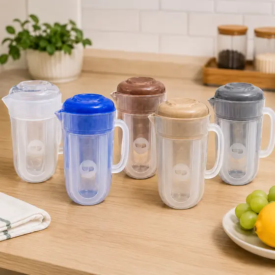 Jarra de Suco Redonda com Tampa Colorida 3,5L Multiuso Para Água Bebida Geladeira Cozinha Casa Mesa Posta