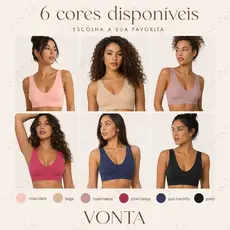 Sutiã Top Feminino Sem Costura com Bojo Removível Decote V Confortável Uso Diário