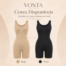Body Modelador Feminino Com Short Sem Costura Cinta Modeladora Compressão Abdômen Cintura Bege Preto