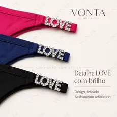 Calcinhas Femininas Fio Dental Sem Marca Tanga LOVE Cores Sortidas Confortável