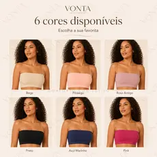 Top Faixa Feminino Sem Costura com Alça Transparente Removível Tomara que Caia Kit 1 2 3