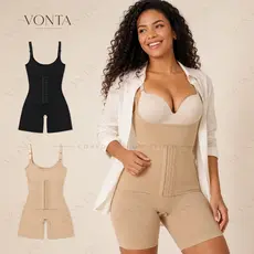Body Modelador Feminino VONTA Cinta Modeladora Macaquinho Compressão Alças Ajustáveis Fecho Frontal Sem Bojo Short