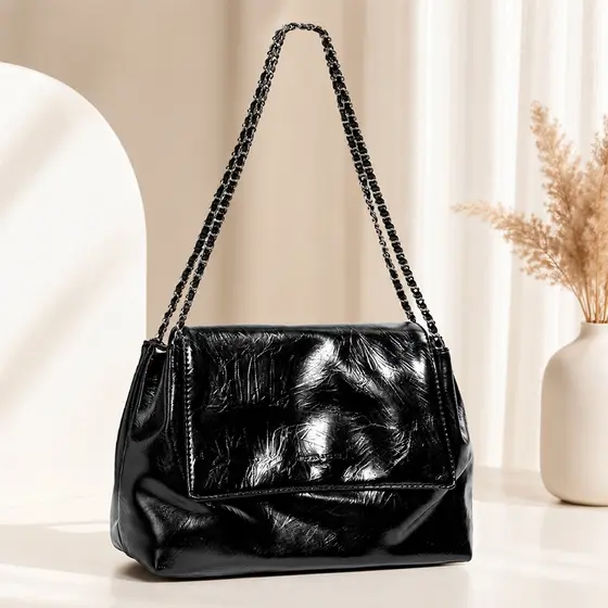 Grande Bolsa Luxo Mulheres pu Alta Capacidade Ombro em Corrente Bolsa Transversal