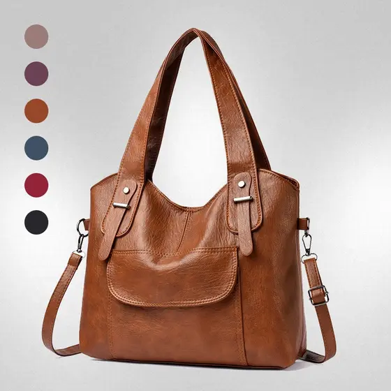 Bolsa Tote Feminina Grande Couro PU Macio Bolsa de Ombro Transversal Grande Capacidade Casual para Trabalho e Dia a Dia