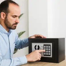 Cofre Digital Eletrônico com Senha e Chave Preto Cofre de Segurança Residencial Comercial para Dinheiro Documentos Joias