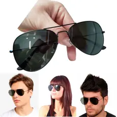 Óculos de Sol Aviador Armação Metal Preta Lentes Preto Vidro Cristal Masculino Feminino UV400