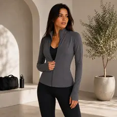 Jaqueta Fitness Premium Feminina  Fina UV50 Manga Longa Academia Corrida