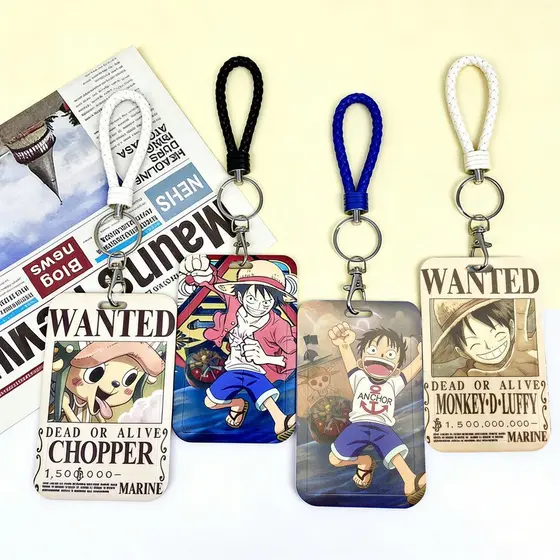 Porta-Cartões De Anime De Uma Peça Com Alça De Pulso Em Relevo Rígido Crachá De Identificação Chaveiro Para Estudante Ôn