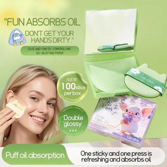 LifeGirls papel absorvente de óleo com caso espelho Puff verão segurar maquiagem remover pele oleosa maquiagem ferrament