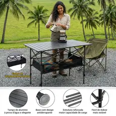 Mesa dobrável portátil para exterior com altura regulável , ideal para camping , praia e jardim , Suporta até 140 kg