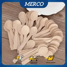 Kit 100 Unidades Mini Colheres Descartaveis De Madeira Biodegradavel Doces e Festas Lembrancinhas