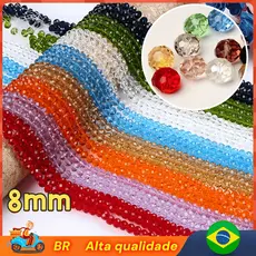 🔥[BR  Local]Kit 10 Miçangas facetadas de Cristal de Vidro Duráveis 8mm  para Bijuterias Artesanais-multicores