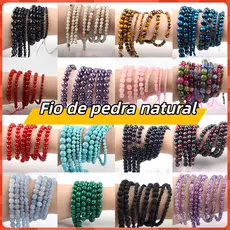 🔥[BR Local]1 Fio De Pedra Natural 8mm 48 a 50 Varias Cores - Masculino e Feminino-Unissex para Proteção e Estilo