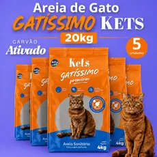 Areia Gatos Sanitária Higiênica Gatíssimo Kit 20kg Gatissimo Premium 4kg