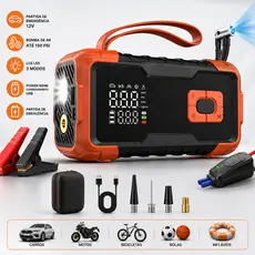 4 em 1 Auxiliar de Partida 26800mAh 150PSI Compressor Ar Portatil Power Bank Lanterna Carregador Bateria 12V Carro Moto