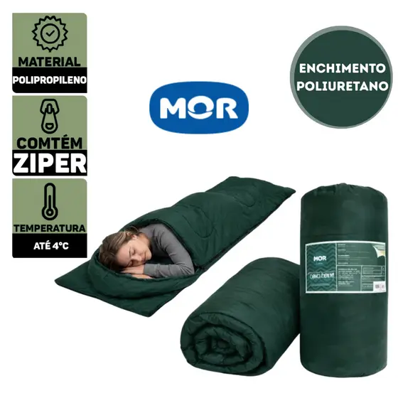 Saco De Dormir Mor Solteiro Proteção Térmica Até 4 °c Com Ziper