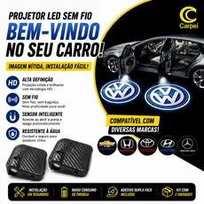 1 par Lâmpada LED Sem Fio Para Carro/Projetor De Luz Laser com Marca de Carro Universal Decorativo